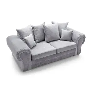 Verona Collection 3 Seater in Light Grey Crushed Chenille