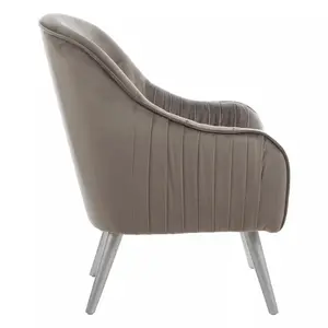 Interiors by Premier Luxurious Grey Velvet Chair, Decent Curve Pleated Armchair, Comfortable Velvet Upholestered Chair