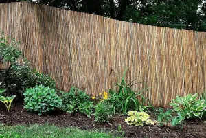 Abaseen 1mx4m Bamboo Slat Natural Screen Garden Fence