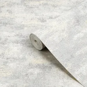 Boutique Urban Plaster Silver Textured Plain Wallpaper