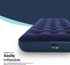 MantraRaj Soft Flocked Single Inflatable Air Bed Mattress Relaxing Blow Up Bed Camping Bed Equipment Comfort Sleeping Air Bed