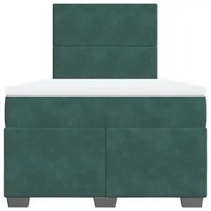 Berkfield Box Spring Bed with Mattress Dark Green 120x200 cm Velvet