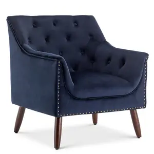 Velvet Navy Blue Franca Accent Chair