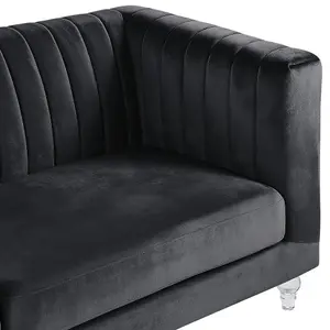 3 Seater Velvet Fabric Sofa Black ARVIKA