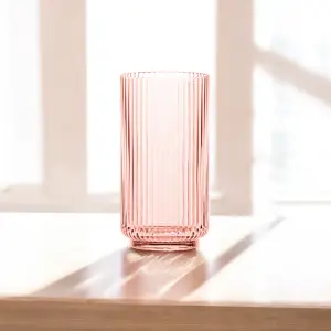 Pink Acrylic Plastic 22oz Ribbed Jumbo Highball Drinking Cups - Set of 6