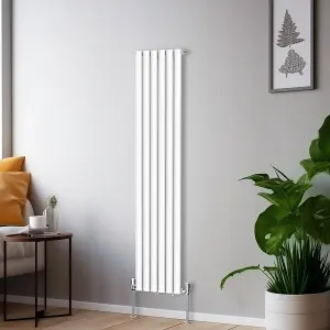 Right Radiators 1600x354mm Vertical Single Oval Column Designer Radiator White