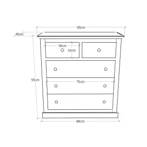 Tropea 5 Drawer Chest of Drawers Bras Drop Handle