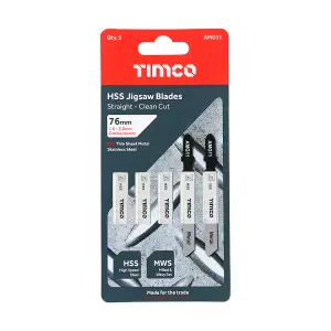 TIMCO Jigsaw Blades Metal Cutting HSS Blades - T118A