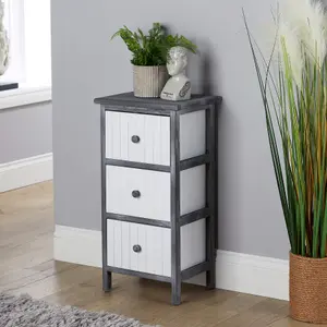 Home Source Mosbach Wooden 3 Drawer Black and White Storage Chest