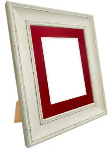 Scandi Pale Grey Frame with Red Mount for Image Size 9 x 7 Inch