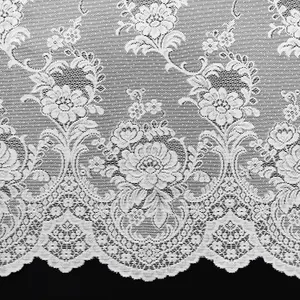 Home Curtains Clumber Floral Net 500w x 114d CM Cut Lace Panel White