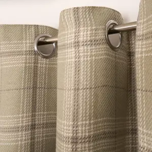 Woven Check Print Pair of Curtains, Sage - 66 x 90