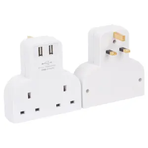 2-Way Power Strip with 2 USB Ports