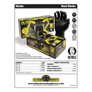 Black Mam Gloves Workshop 6mil Thick Nitrile Glove Box of 100 Large Size