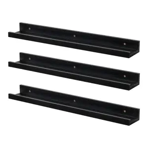 Wood Floating Shelf (Set of 6) Black / 14 cm H x 65 cm W x 8 cm D