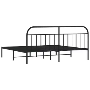 Berkfield Metal Bed Frame with Headboard Black 200x200 cm