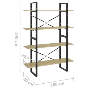 Berkfield 4-Tier Book Cabinet Sonoma Oak 100x30x140 cm Engineered Wood