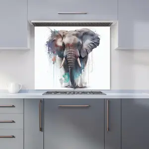 Elephant Splashart Premium Glass Kitchen Splashback W600mm x H750mm