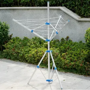 Freestanding Rotary Airer 15M Steel Portable Outdoor Clothes Washing Line Dryer