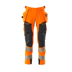 Mascot Accelerate Safe Trousers with Holster Pockets - Hi-Vis Orange/Dark Navy   (30.5) (Leg Length - Short)