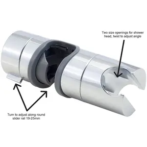 EUROSHOWERS Chrome Adjustable Shower Riser Rail Slider 19-25mm