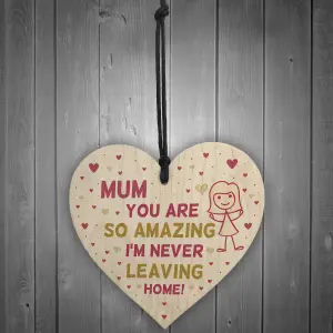 Funny Gift For Mum On Mothers Day Birthday Wooden Heart From Daughter Son Keepsake