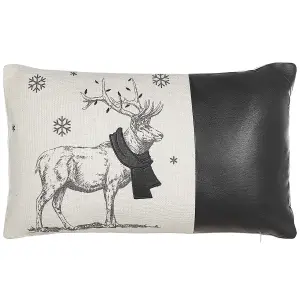 Set of 2 Cushions SVEN Faux Leather 30 x 50 cm Animal Black