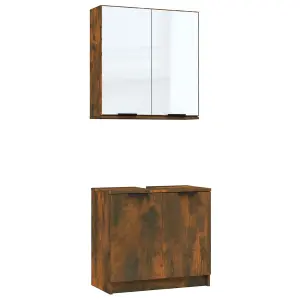 Berkfield 2 Piece Bathroom Cabinet Set Smoked Oak Engineered Wood