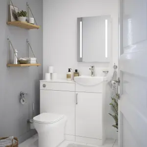 Sensio Isla White Rectangular Wall-mounted Bathroom & WC Illuminated mirror (H)65cm (W)50cm