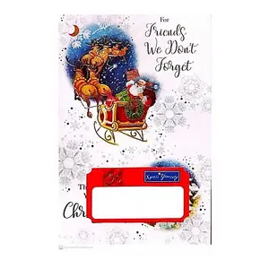 Simon Elvin Friends We Dontt Forget Sleigh Christmas Greetings Card (Pack of 6) White/Red (One Size)