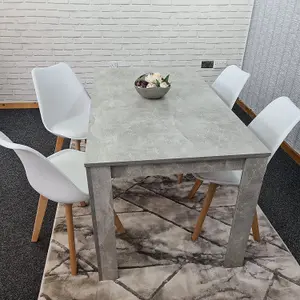 Dining Table With 4 Chairs, Dining Table Room Set 4, kitchen set of 4, Grey Table, 4 white tulip chairs, Kosy Koala