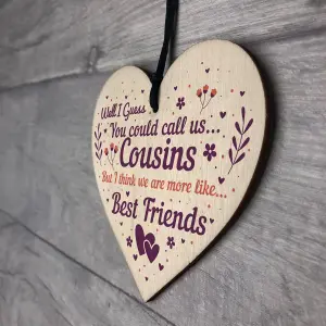 Red Ocean Cousin Gifts Christmas Handmade Wooden Heart Plaque Gifts For Women Boys Girls Friendship Thank You Gifts