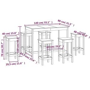 Berkfield 7 Piece Bar Set Solid Wood Pine