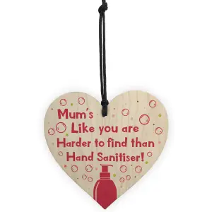 Red Ocean Funny Mum Gift Hand Sanitiser Mothers Day Gift Keepsake Birthday Gift For Mum Handmade Wooden Heart Sign