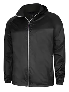 Uneek - Unisex Active Jacket - Superstrong Lightweight 100% Nylon Waterproof Coat - Black/Grey - Size 3XL