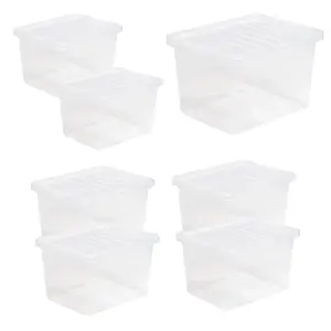 3 x Heavy Duty Multipurpose 27 Litre Home Office Clear Plastic Storage Containers With Lids