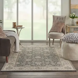 Grey Ivory Aqua Luxurious Traditional Easy to clean Rug for Dining Room Bed Room and Living Room-229cm X 290cm