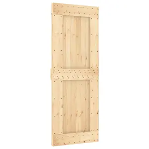 Berkfield Sliding Door with Hardware Set 80x210 cm Solid Wood Pine