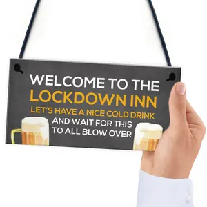 Lockdown Inn Funny Home Bar Sign Man Cave Garage Door Sign Gift