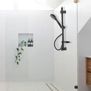 ENKI Black Adjustable 3-Setting Shower Riser Rail Kit ES019