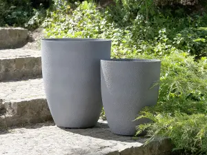 Set of 2 Plant Pots 43 x 43 x 52 cm Grey CROTON