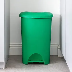 2 x Green 50L Recycling Commercial Medical Utility Waste Trash Pedal Bins With Hands Free Foot Pedal Operation