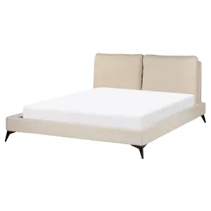 Boucle EU King Size Bed Beige MELLE