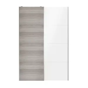 Atomia Panelled Grey & white oak effect High gloss 2 door Sliding Wardrobe Door kit (H)2250mm (W)1500mm