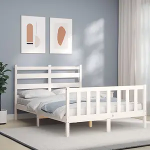 Berkfield Bed Frame with Headboard White 120x200 cm Solid Wood