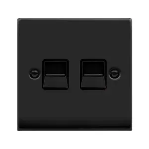 Matt Black Master Telephone Twin Socket - Black Trim - SE Home