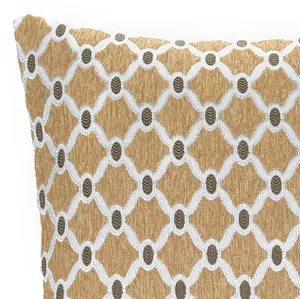 Berkley Luxury Geometric Chenille Cushion Gold 55cm x 55cm