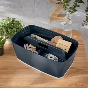 Leitz MyBox Cosy Storage Box with Organiser Tray Small in Velvet Gey