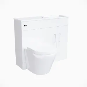 Nes Home James 1000mm White Slimline Vanity, Basin WC Unit & BTW Rimless Toilet