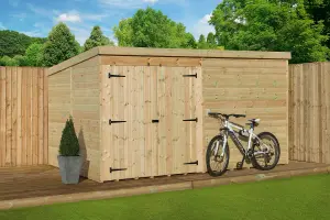 Empire 4000  Pent 12x7 pressure treated tongue and groove wooden garden shed double door left (12' x 7' / 12ft x 7ft) (12x7)